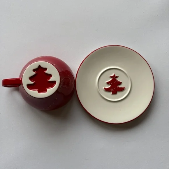 Vintage Starbucks 2006 Red Christmas/Holiday  Mug Saucer - Picture 5 of 10